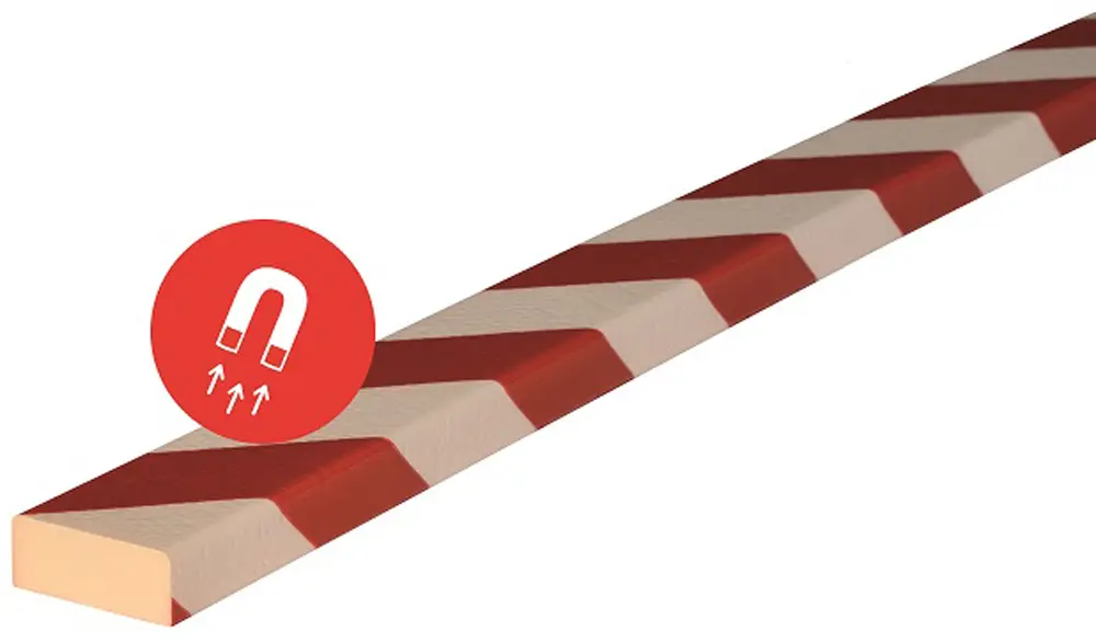 Knuffi Wandschutz Profil Typ D 50 x 20 mm rot weiß PU - 1,00 m Magnetic Abverkauf