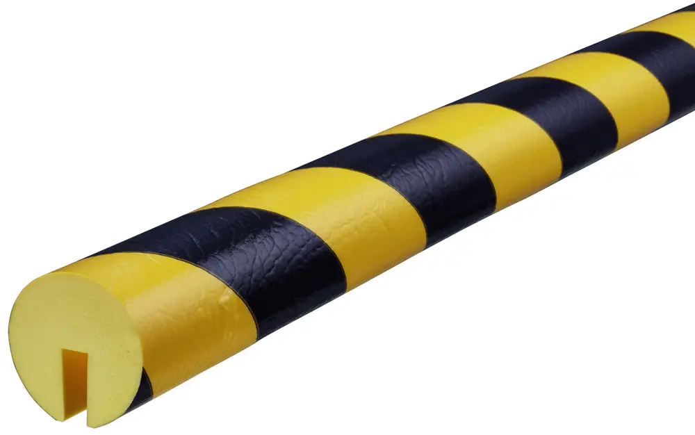 Rabatt Knuffi Kantenschutzprofil Typ B Ø 40 mm gelb schwarz PU - 1,00 m Standard