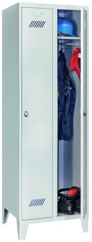 Pavoy Spind mit Füßen 1850 x 600 x 500 mm - 2 Abteile mit Drehriegel - RAL 7035 Echt