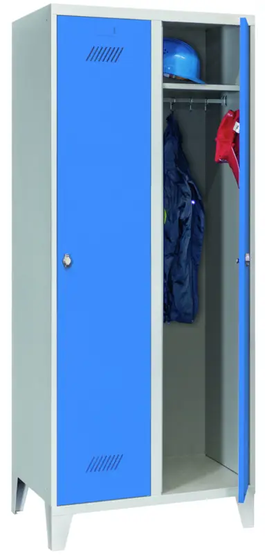 Pavoy Spind mit Füßen 1850 x 800 x 500 mm - 2 Abteile mit Drehriegel - RAL 7035 5012 Online Kaufen
