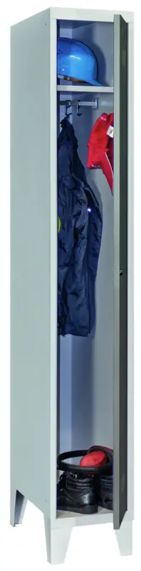 Pavoy Spind mit Füßen 1850 x 300 x 500 mm - 1 Abteil mit Zylinderschloss - RAL 7035 7016 Günstig