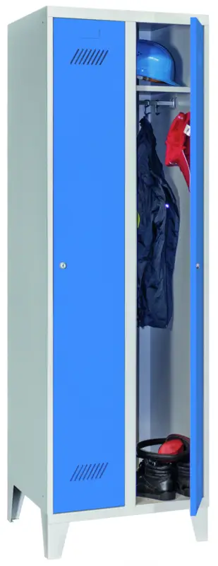 Pavoy Spind mit Füßen 1850 x 600 x 500 mm - 2 Abteile mit Zylinderschloss - RAL 7035 5012 Top-Seller