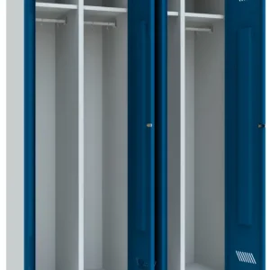 Abverkauf Pavoy Spind mit Füßen 1850 x 1170 x 500 mm - 2 Doppel-Abteile mit Drehriegel - RAL 7035 5010