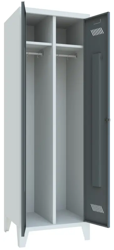 Pavoy Spind mit Füßen 1850 x 1170 x 500 mm - 2 Doppel-Abteile mit Zylinderschloss - RAL 7035 7016 Meistverkauft