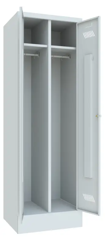 Letzte Chance Pavoy Spind mit Sockel 1850 x 600 x 500 mm - 1 Doppel-Abteil mit Zylinderschloss - RAL 7035