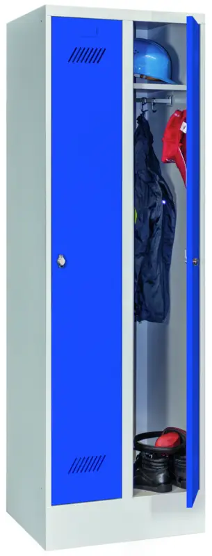 Pavoy Spind mit Sockel 1850 x 600 x 500 mm - 2 Abteile mit Drehriegel - RAL 7035 5010 Neu