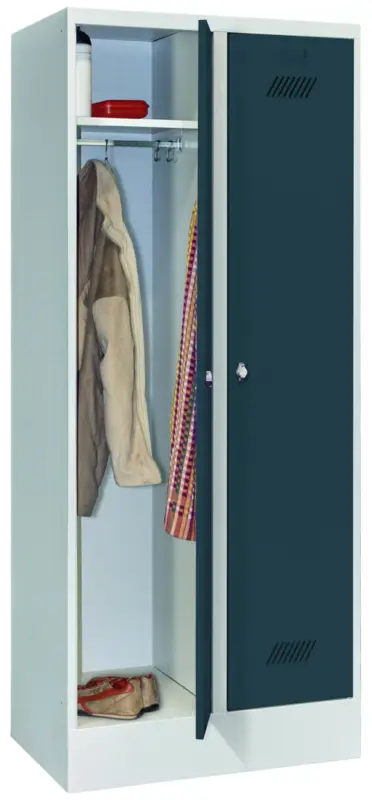 Günstig Pavoy Spind mit Sockel 1850 x 800 x 500 mm - 2 Abteile mit Drehriegel - RAL 7035 7016