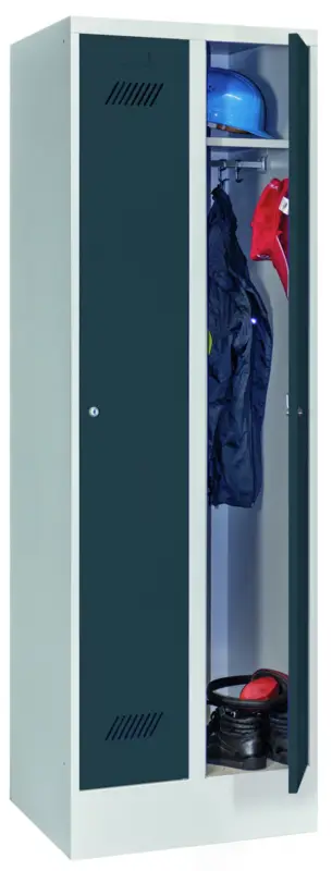 Pavoy Spind mit Sockel 1850 x 600 x 500 mm - 2 Abteile mit Zylinderschloss - RAL 7035 7016 Knallerangebot