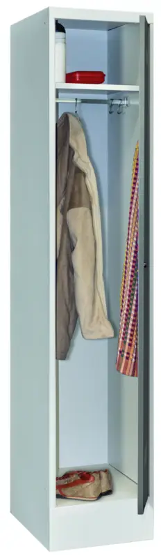 Ausverkauf Pavoy Spind mit Sockel 1850 x 400 x 500 mm - 1 Abteil mit Zylinderschloss - RAL 7035 7016