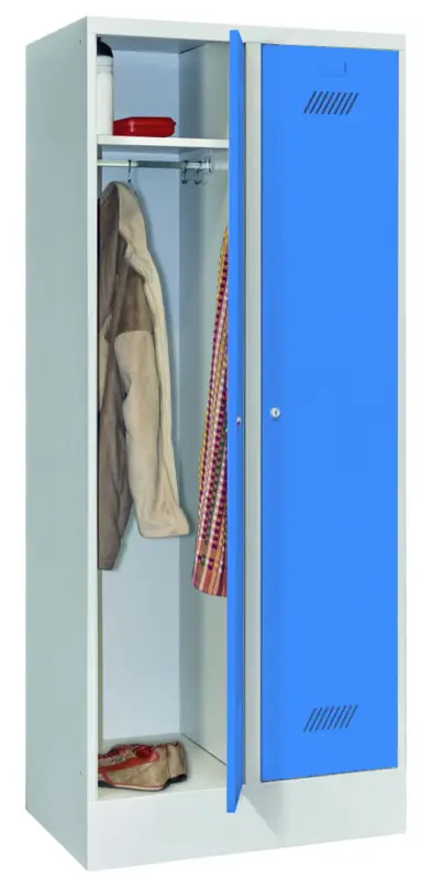 Geprüft Pavoy Spind mit Sockel 1850 x 800 x 500 mm - 2 Abteile mit Zylinderschloss - RAL 7035 5012