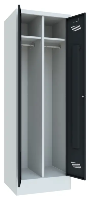Pavoy Spind mit Sockel 1850 x 600 x 500 mm - 1 Doppel-Abteil mit Drehriegel - RAL 7035 7016 Mega-Angebot