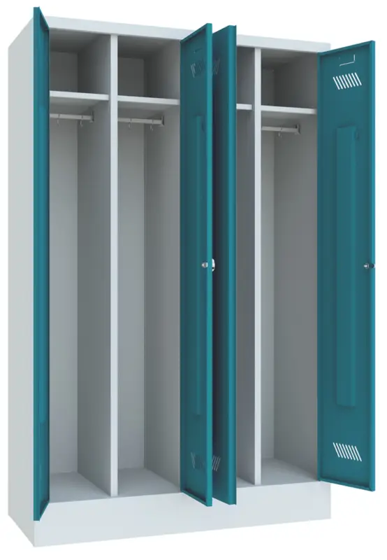 Versand Am Gleichen Tag Pavoy Spind mit Sockel 1850 x 1170 x 500 mm - 2 Doppel-Abteile mit Drehriegel - RAL 7035 5012