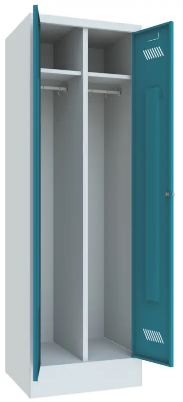 Pavoy Spind mit Sockel 1850 x 600 x 500 mm - 1 Doppel-Abteil mit Zylinderschloss - RAL 7035 5012 Sonderaktion