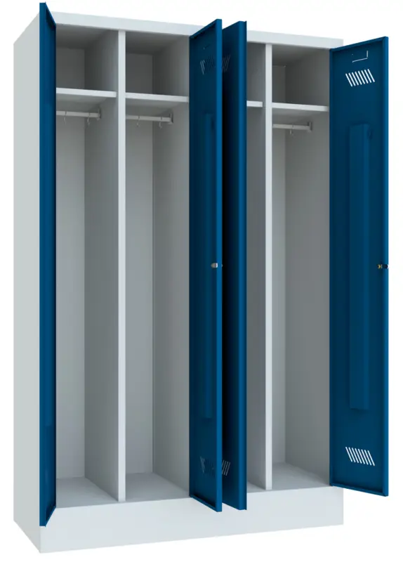 Pavoy Spind mit Sockel 1850 x 1170 x 500 mm - 2 Doppel-Abteile mit Zylinderschloss - RAL 7035 5010 Neu