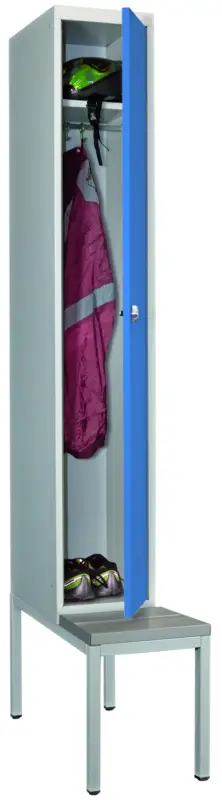 Rabatt Pavoy Spind mit Sitzbank PVC hellgrau 2150 x 300 x 500 mm - 1 Abteil mit Drehriegel - RAL 7035 5012