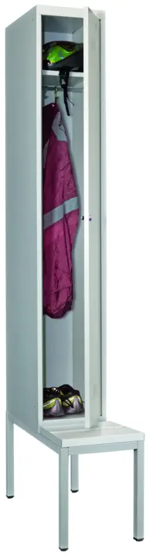 Garantierte Lieferung Pavoy Spind mit Sitzbank PVC weiß 2150 x 300 x 500 mm - 1 Abteil mit Zylinderschloss - RAL 7035