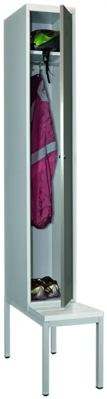 Pavoy Spind mit Sitzbank PVC weiß 2150 x 300 x 500 mm - 1 Abteil mit Zylinderschloss - RAL 7035 7016 Abverkauf