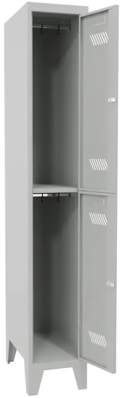 Neue Ware Pavoy Schließfach Spind mit Füßen 1850 x 300 x 500 mm - 2 Abteile mit Drehriegel - RAL 7035
