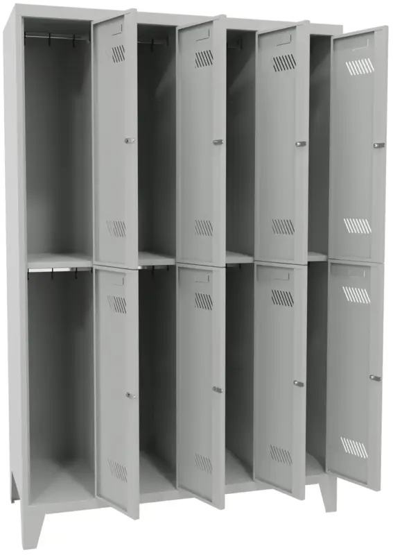 Pavoy Schließfach Spind mit Füßen 1850 x 1200 x 500 mm - 8 Abteile mit Drehriegel - RAL 7035 Neuheit