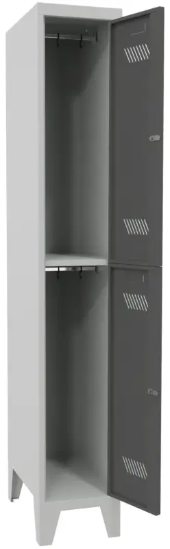 Top-Preis Pavoy Schließfach Spind mit Füßen 1850 x 300 x 500 mm - 2 Abteile mit Zylinderschloss - RAL 7035 7016