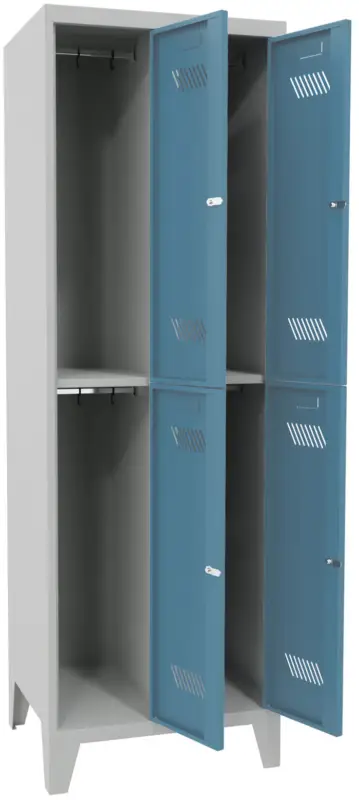 Markenprodukt Pavoy Schließfach Spind mit Füßen 1850 x 600 x 500 mm - 4 Abteile mit Zylinderschloss - RAL 7035 5012