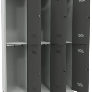 Zertifiziert Pavoy Schließfach Spind mit Füßen 1850 x 1200 x 500 mm - 6 Abteile mit Zylinderschloss - RAL 7035 7016