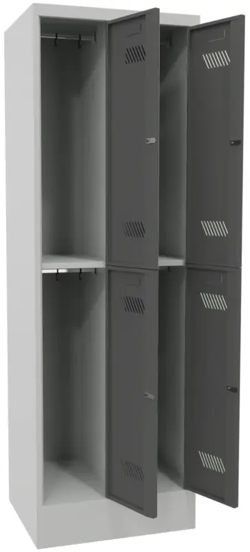 Günstig Pavoy Schließfach Spind mit Sockel 1850 x 600 x 500 mm - 4 Abteile mit Drehriegel - RAL 7035 7016