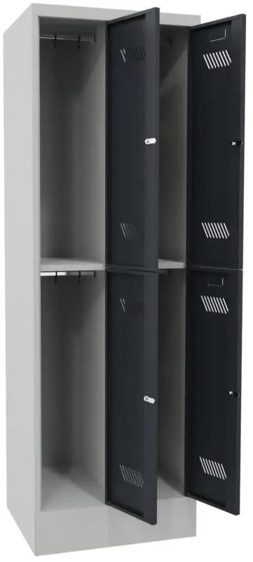 Rabatt Pavoy Schließfach Spind mit Sockel 1850 x 600 x 500 mm - 4 Abteile mit Zylinderschloss - RAL 7035 7016