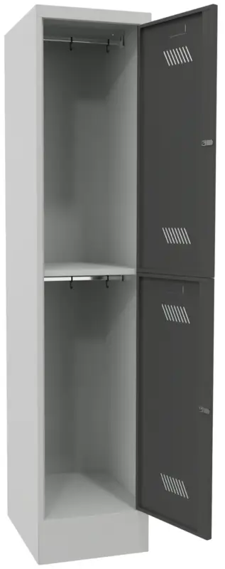 Pavoy Schließfach Spind mit Sockel 1850 x 400 x 500 mm - 2 Abteile mit Zylinderschloss - RAL 7035 7016 Direktkauf