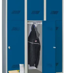 Begrenztes Angebot Pavoy Schließfach Spind mit Sitzbank PVC weiß 2150 x 900 x 500 mm - 6 Abteile mit Drehriegel - RAL 7035 5010