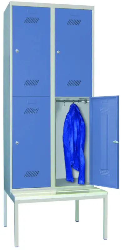 Nur Für Kurze Zeit Pavoy Schließfach Spind mit Sitzbank PVC weiß 2150 x 600 x 500 mm - 4 Abteile mit Zylinderschloss - RAL 7035 5012