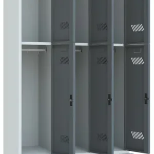 Begrenztes Angebot Pavoy Schließfach Spind mit Sitzbank PVC hellgrau 2150 x 900 x 500 mm - 6 Abteile mit Zylinderschloss - RAL 7035 7016