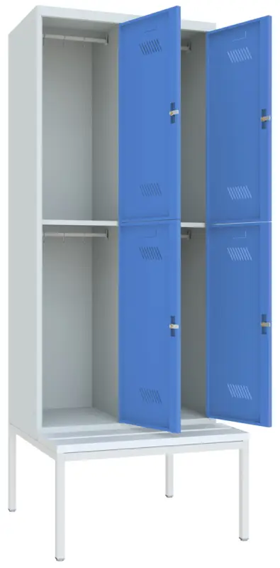 Direkt Vom Hersteller Pavoy Schließfach Spind mit Sitzbank PVC weiß 2150 x 800 x 500 mm - 4 Abteile mit Zylinderschloss - RAL 7035 5012