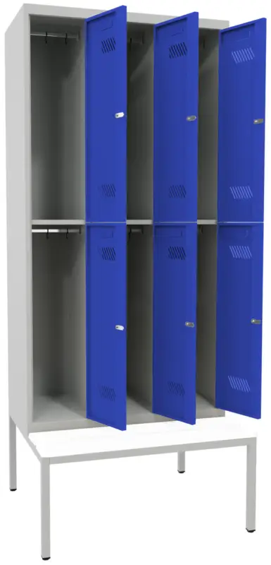 Sichere Zahlung Pavoy Schließfach Spind mit Sitzbank PVC weiß 2150 x 1200 x 500 mm - 6 Abteile mit Zylinderschloss - RAL 7035 5010