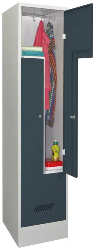 Pavoy Z-Spind mit Sockel 1850 x 400 x 500 mm - 2 Abteile mit Zylinderschloss - RAL 7035 7016 Neu