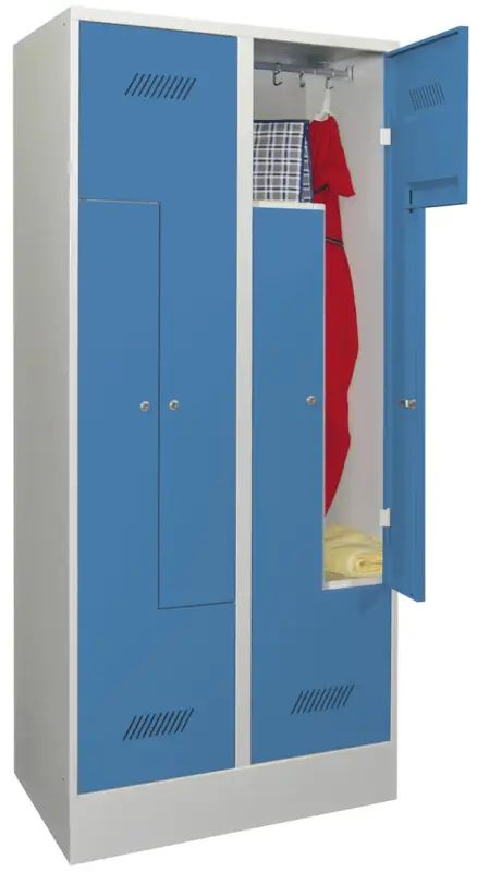 Schnäppchen Pavoy Z-Spind mit Sockel 1850 x 800 x 500 mm - 4 Abteile mit Zylinderschloss - RAL 7035 5012
