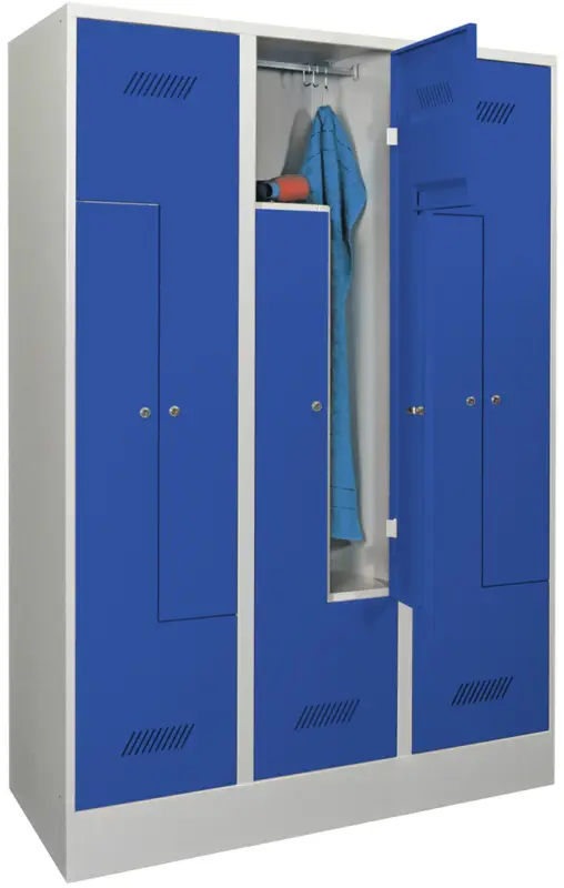 Pavoy Z-Spind mit Sockel 1850 x 1200 x 500 mm - 6 Abteile mit Zylinderschloss - RAL 7035 5010 Online Kaufen