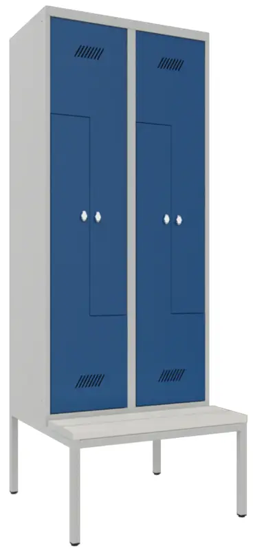 Sichere Zahlung Pavoy Z-Spind mit Sitzbank PVC weiß 2150 x 800 x 500 mm - 4 Abteile mit Drehriegel - RAL 7035 5010
