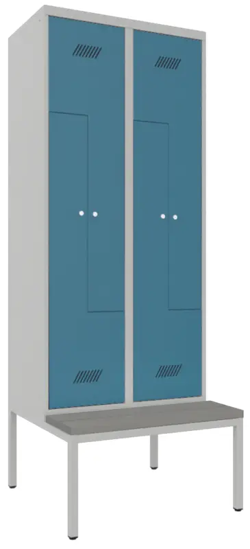 Neue Kollektion Pavoy Z-Spind mit Sitzbank PVC hellgrau 2150 x 800 x 500 mm - 4 Abteile mit Zylinderschloss - RAL 7035 5012