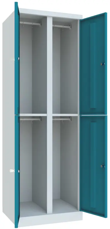 Pavoy Spind mit 4 Abteile 1800 x 600 x 500 mm - Zylinderschloss einzel schließend - RAL 7035 - 5012 Echt