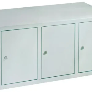 Sofort Bestellen Pavoy Spind Aufsatz 395 x 1200 x 500 mm - 3 Abteile mit Zylinderschloss - RAL 7035