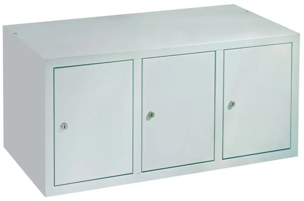 Sofort Bestellen Pavoy Spind Aufsatz 395 x 1200 x 500 mm - 3 Abteile mit Zylinderschloss - RAL 7035