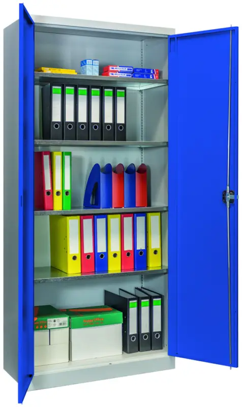 Solange Der Vorrat Reicht Pavoy Flügeltürenschrank Easy mit Sockel 1950 x 890 x 545 mm - 4 Fachböden - RAL 7035 5010