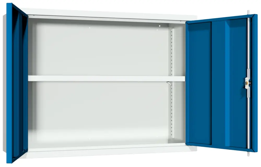 Pavoy Hängeschrank mit Vollblechtüren 600 x 800 x 300 mm - Rückwand glatt - RAL 7035 5010 Neu Im Sortiment