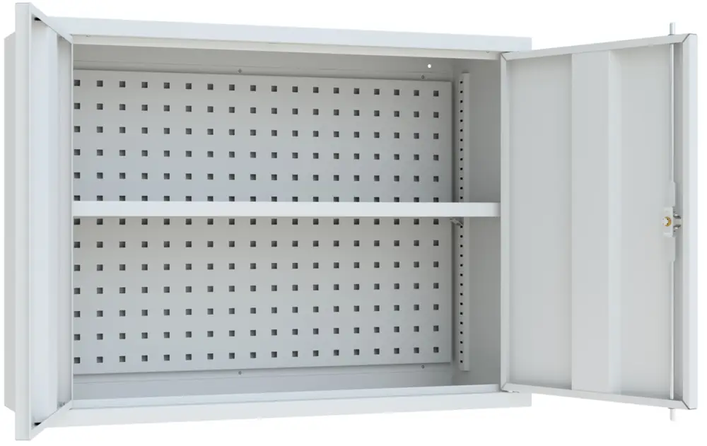 Sichere Zahlung Pavoy Hängeschrank mit Vollblechtüren 600 x 800 x 300 mm - Rückwand gelocht - RAL 7035