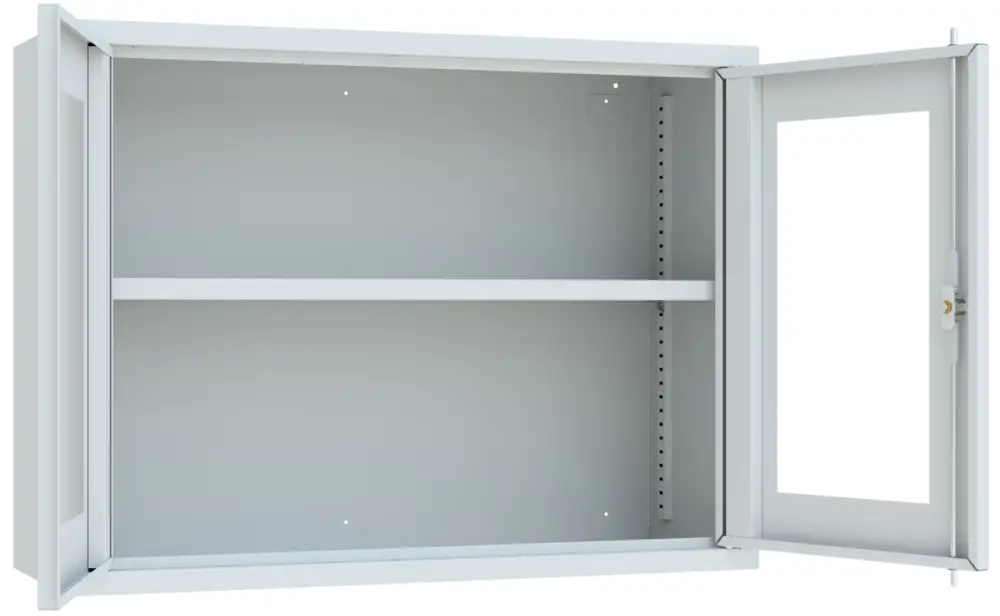 Pavoy Hängeschrank mit Sichtfenstertüren 600 x 800 x 300 mm - Rückwand glatt - RAL 7035 Online Kaufen
