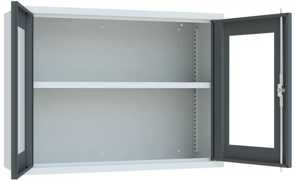 Pavoy Hängeschrank mit Sichtfenstertüren 600 x 800 x 300 mm - Rückwand glatt - RAL 7035 7016 Solange Der Vorrat Reicht