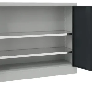 Abverkauf Pavoy Flügeltürenschrank mit Vollblechtüren 1000 x 1200 x 400 mm - 2 Fachböden verzinkt - RAL 7035 7016