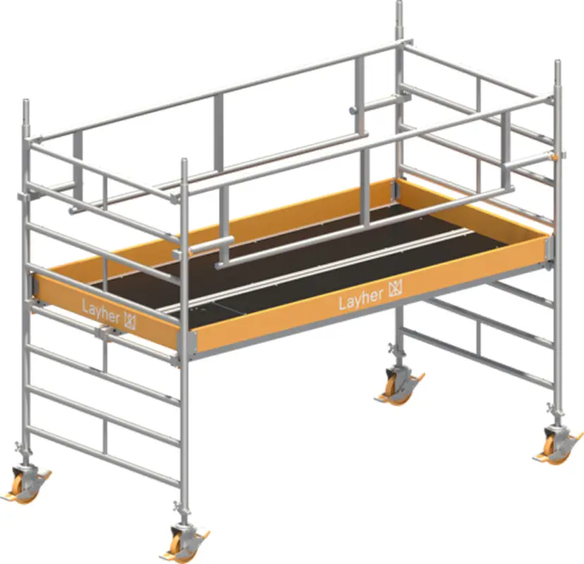 Preisreduziert Fahrgerüst Layher Uni Breit P2 SAFETY Plus 1422101 - Arbeitshöhe 3,20 m