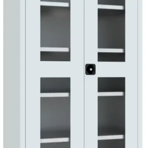 Top-Seller Pavoy Flügeltürenschrank mit Sichtfenstertüren 1950 x 1000 x 500 mm - 4 Fachböden verzinkt - RAL 7035